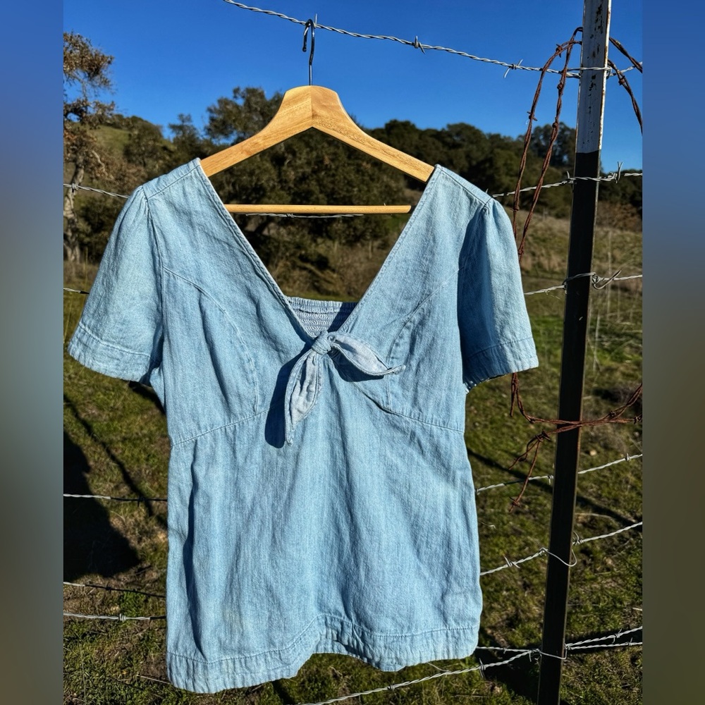 Denim tie front shirt